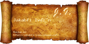 Jakabfi Iván névjegykártya